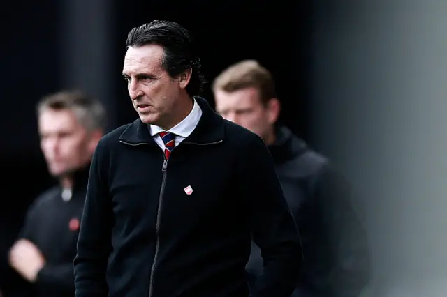 Unai Emery watches from the touchline