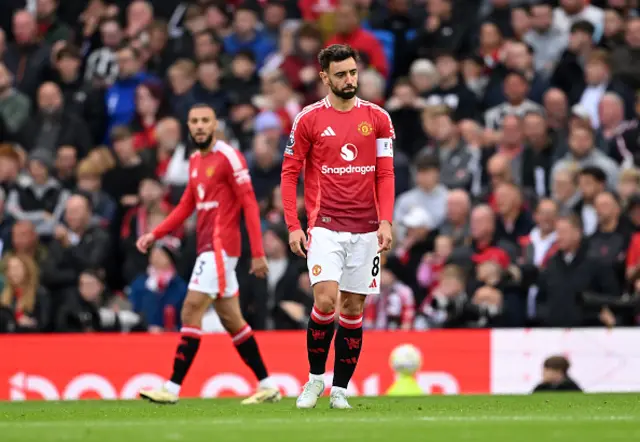 Bruno Fernandes of Manchester United shows dejection