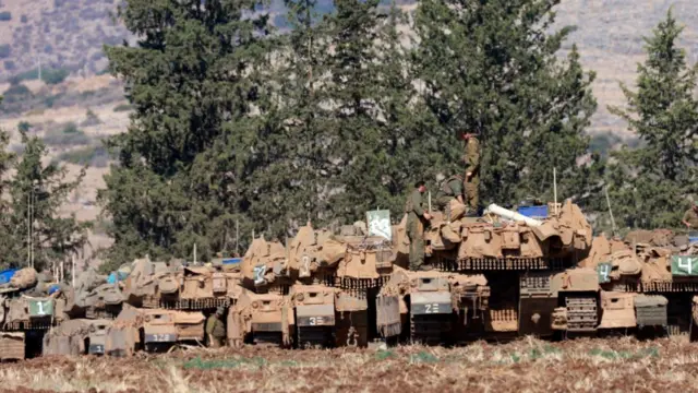 Israeli army tanks have been deployed in the Upper Galilee region of northern Israel near the border with Lebanon on Sunday