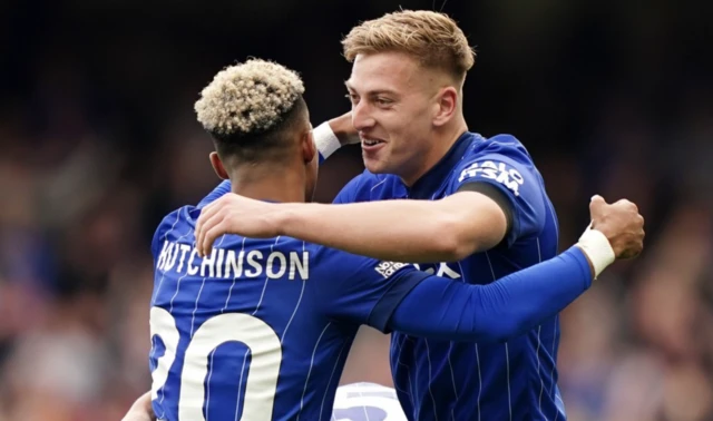 Liam Delap (right) celebrates with Omari Hutchinson