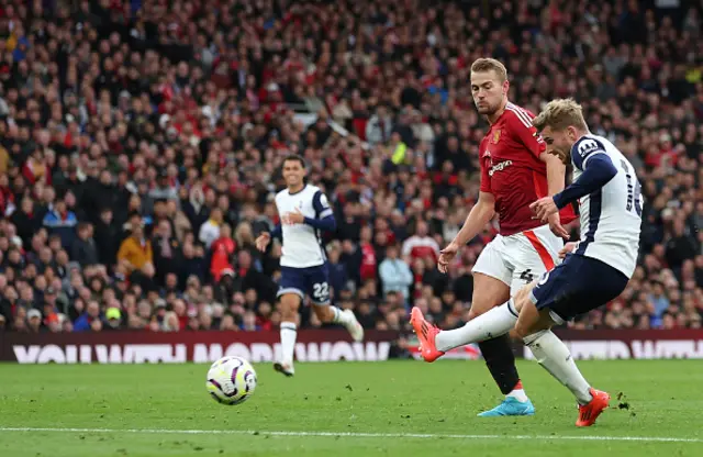 Timo Werner of Tottenham Hotspur shoots under pressure