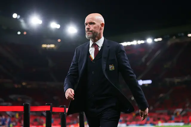 Erik ten Hag, manager of Manchester United, looks on