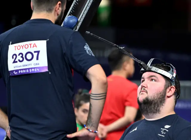 William Arnott in boccia action in Paris