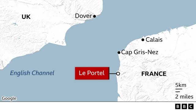 Map showing le portel in France