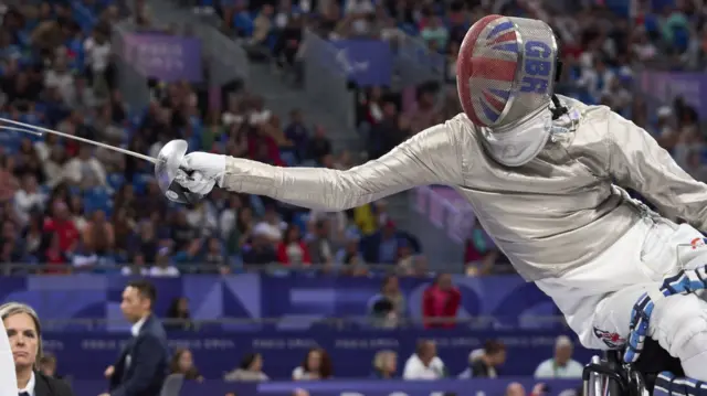 Piers Gilliver in wheelchair fencing action