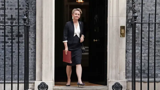 Home Secretary Yvette Cooper leaves Downing Street, London, following a Cabinet meeting.