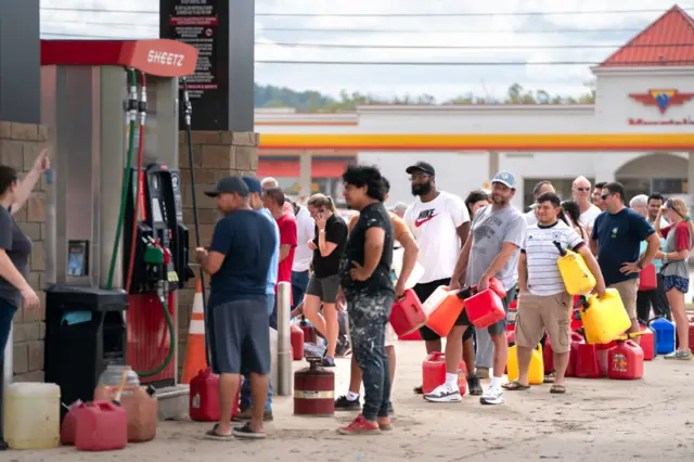 People line up for gas