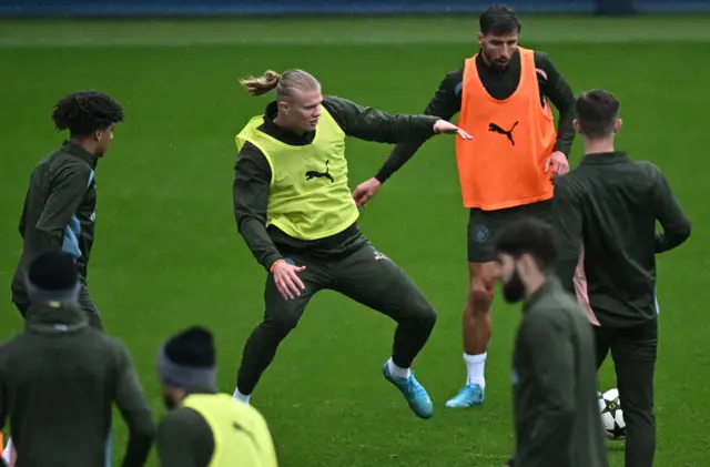 Erling Haaland takes part in training