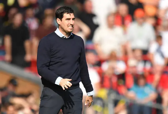 Bournemouth's manager Andoni Iraola looks on