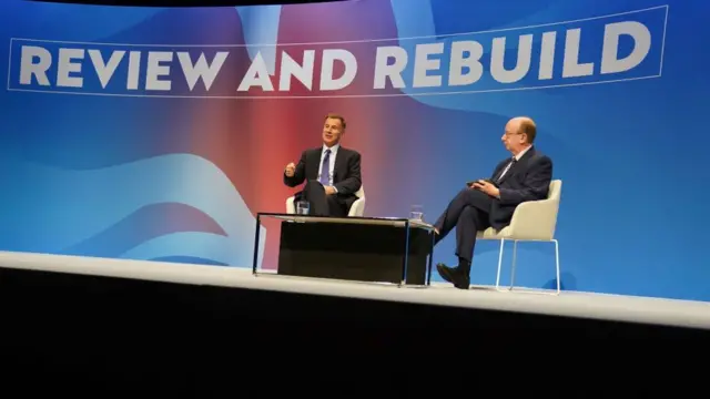 Shadow chancellor Jeremy Hunt (left) during the Conservative Party Conference at the International Convention Centre in Birmingham