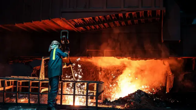 Steelworker at the blast furnace