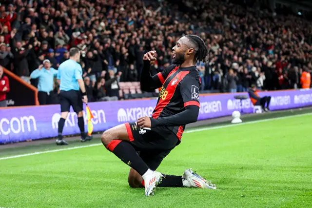 Antoine Semenyo of Bournemouth celebrates