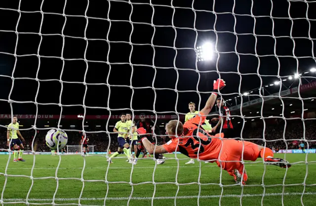 A general view as Dango Ouattara of AFC Bournemouth scores his team's second goal as Aaron Ramsdale of Southampton fails to make a save