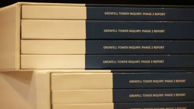 Copies of the Grenfell Tower inquiry stacked on top of each other