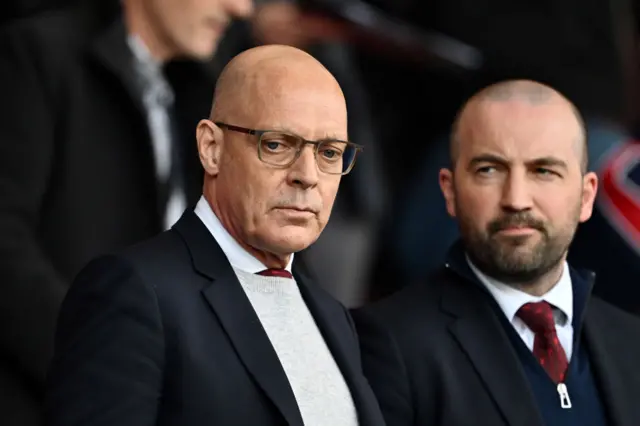 Sir Dave Brailsford, Ineos director of sport, next to Andy O'Boyle, Manchester United's deputy football director