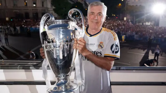 Carlo Ancelotti with the Champions League trophy