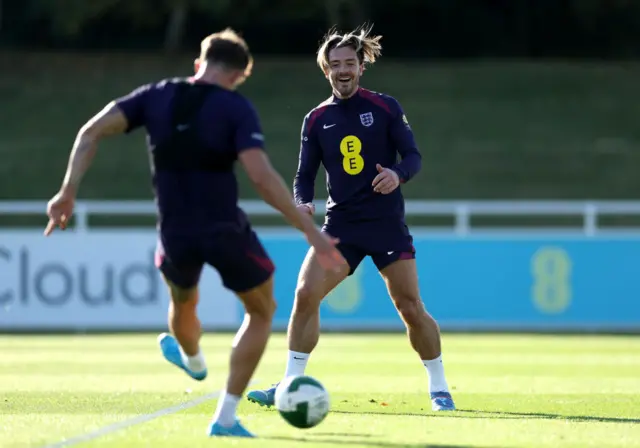 Jack Grealish training with England