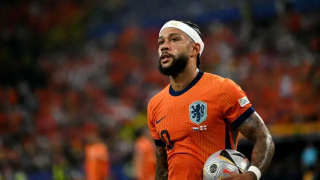 Memphis Depay playing for the Netherlands at the 2024 European Championship