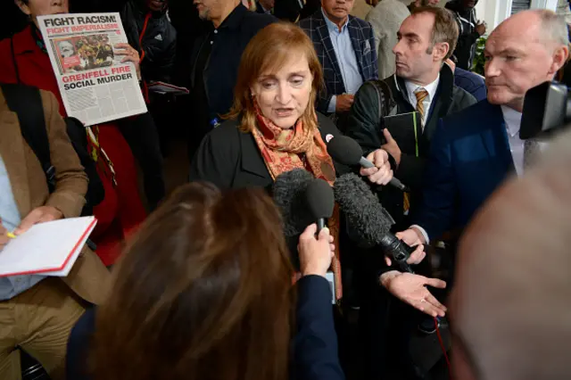 Emma Dent Coad speaking to press