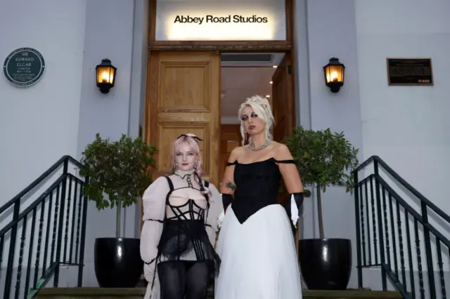 Emily Roberts and Georgia Davies of The Last Dinner Party attend the Mercury Music Awards 2024 at Abbey Road Studios on September 05, 2024 in London, England.