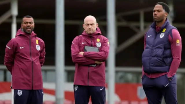 England coaches Ashley Cole, Lee Carsley and Joleon Lescott