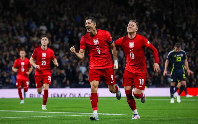 Robert Lewandowski celebrates his 84th goal for Scotland