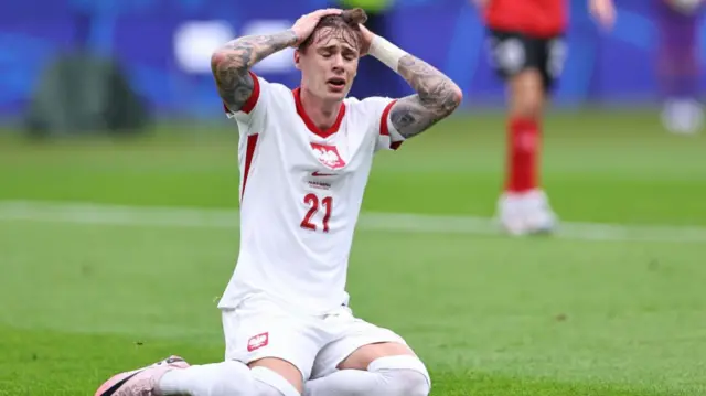 Nicola Zalewski of Poland reacts during the UEFA EURO 2024 group stage match between Poland and Austria