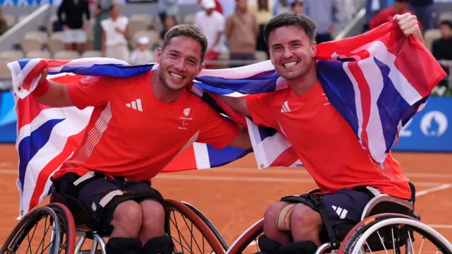 Alfie Hewett and Gordon Reid celebrate