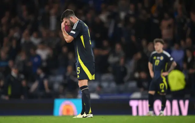 Grant Hanley looking dejected