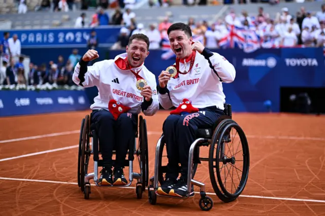 Hewett and Reid celebrate punching the air