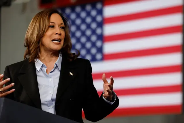 US Vice President and Democratic presidential candidate Kamala Harris