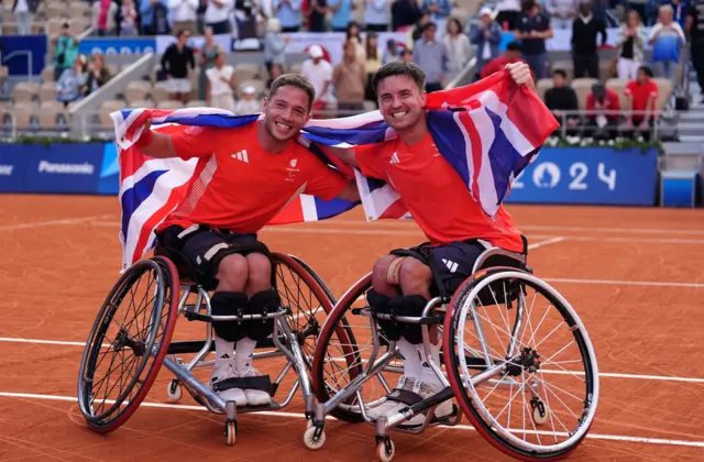 Alfie Hewett and Gordon Reid celebrate