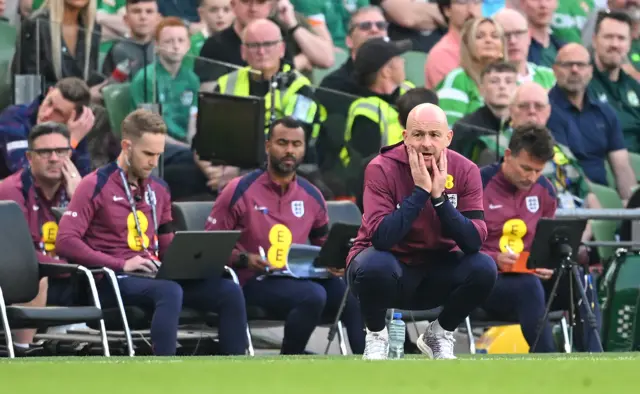 Lee Carsley, Interim Manager of England, reacts during the UEFA Nations League 2024/25 League B Group B2 match between Republic of Ireland and England