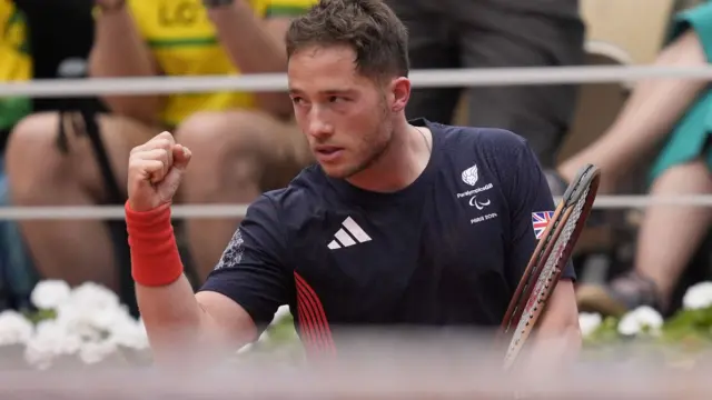 Alfie Hewett punches the air