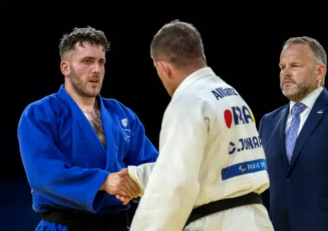 Dan Powell with his semi-final opponent Cyril Jonard