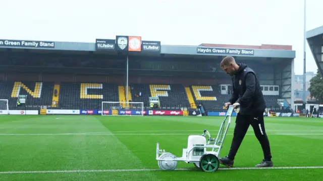 Lines being painted at Meadow Lane