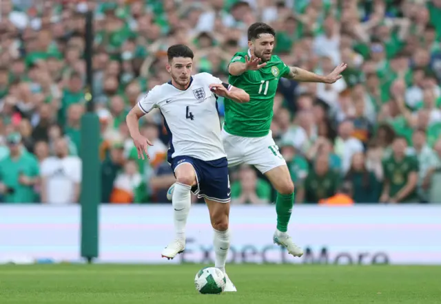 Declan Rice in action for England against Republic of Ireland