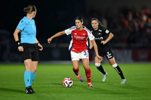 Cooney-Cross dribbles away from a defender