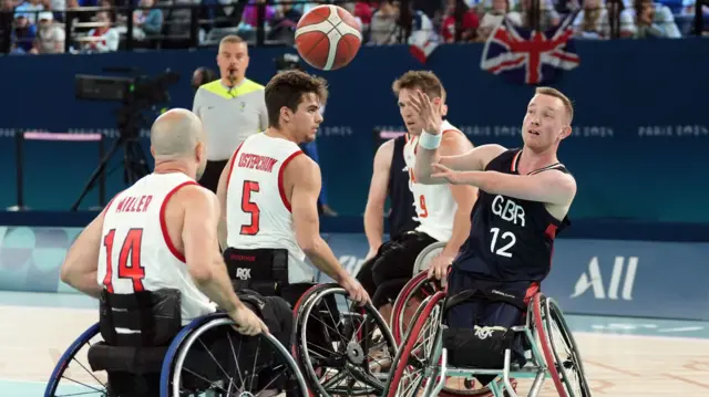 Great Britain in wheelchair basketball action