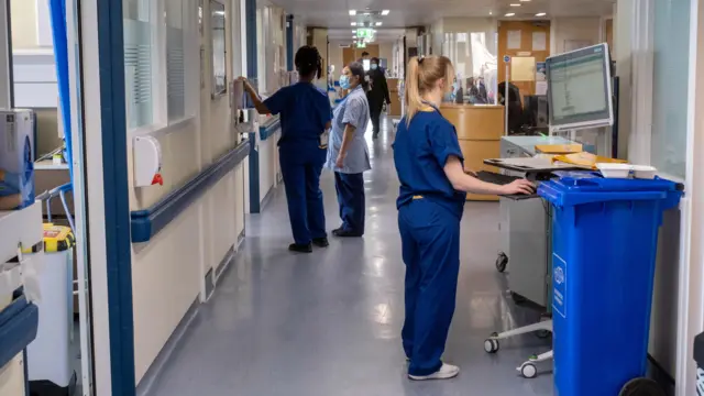 A general view of staff on a NHS hospital ward