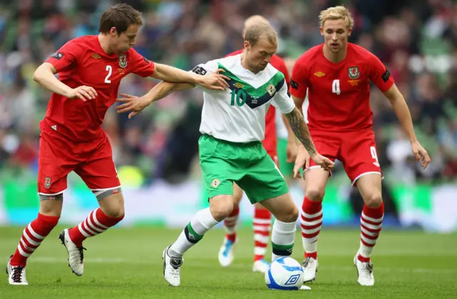 Warren Feeney representing Northern Ireland against Wales