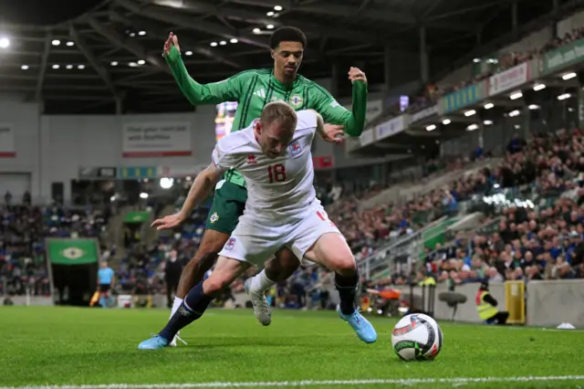 Jamal Lewis in action for NI on Thursday