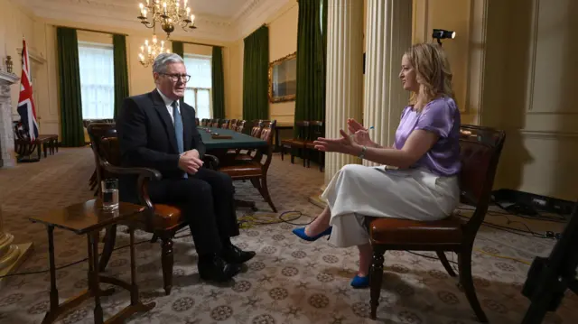 Prime Minister Keir Starmer takes part in an interview for 'Sunday with Laura Kuenssberg'