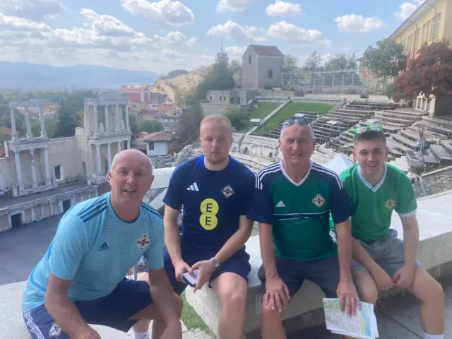 NI fans pictured at the ancient Roman theatre of Philippolis