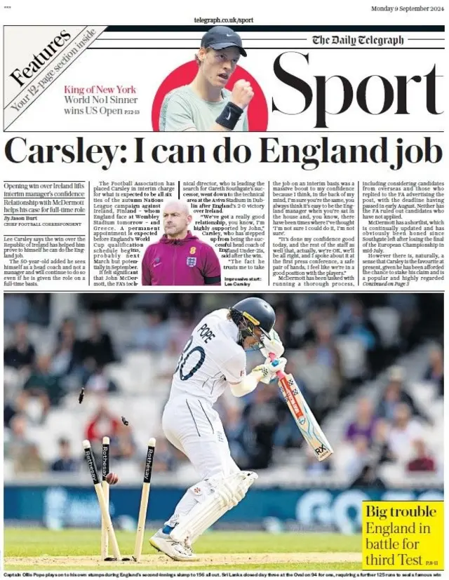 Telegraph's main sport page