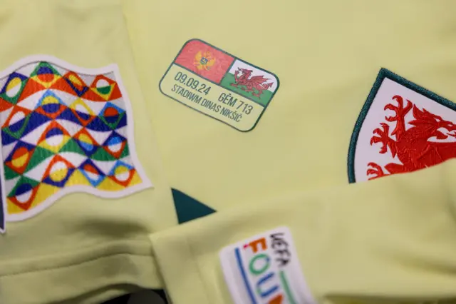 A close-up view of one of Wales' match shirts