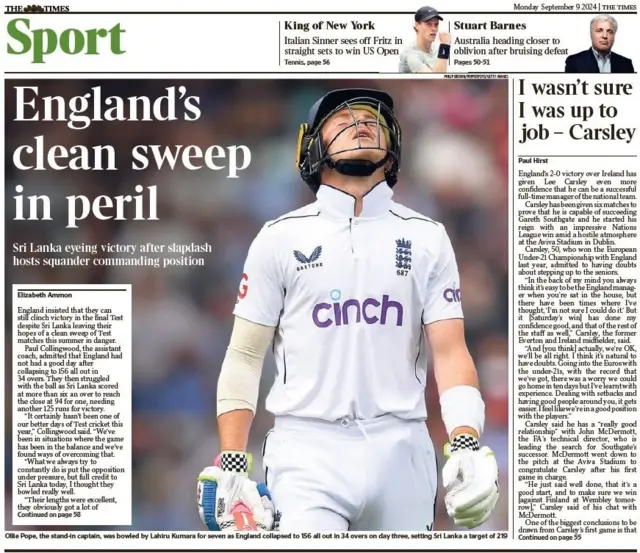 Times' main sport page