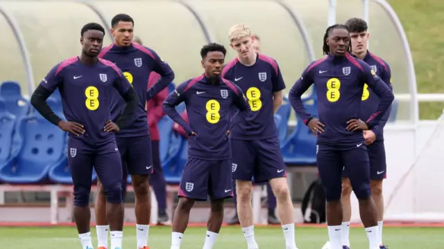 England players in training