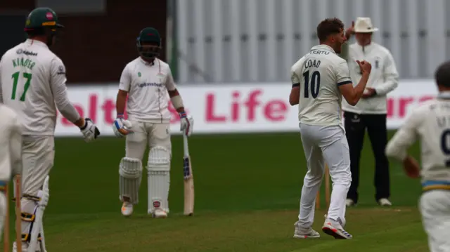Louis Kimber is LBW to Ben Coad for naught