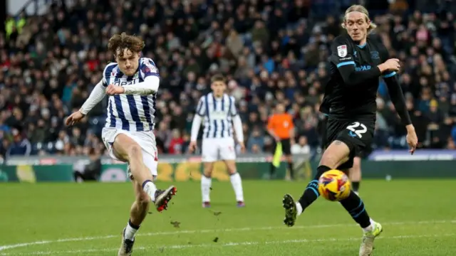 Callum Styles scores West Brom's second goal against Preston